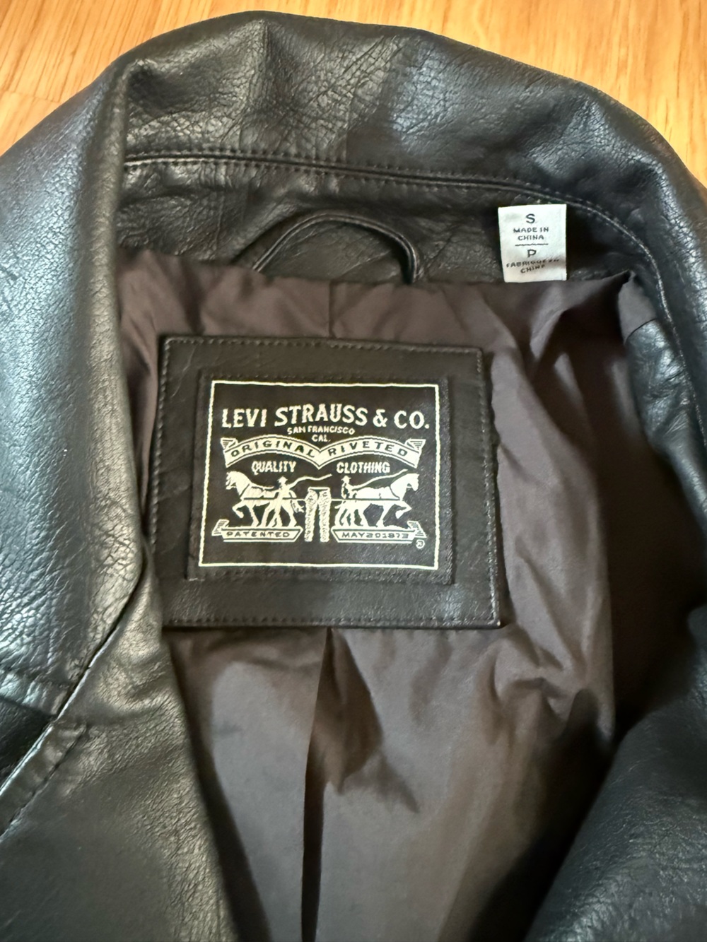 Levi's Black Leather Jacket with Branded Patch